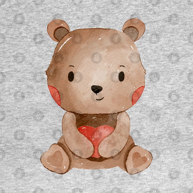 Cute Valentines Day Teddy Bear by MutchiDesign